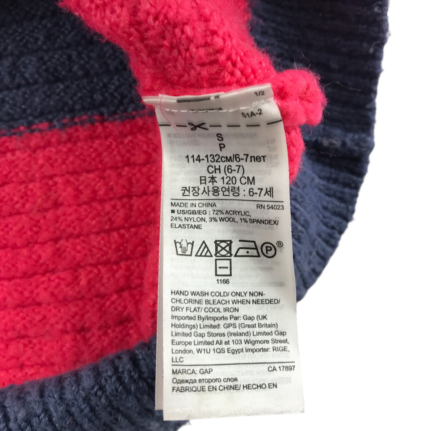 GAP jumper 6-7 years navy and red stripy knitwear