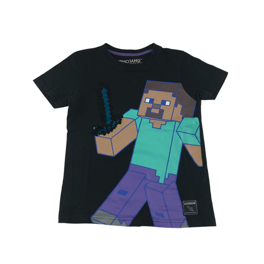 Nutmeg T-shirt 9-10 years black Minecraft Steve graphic design cotton
