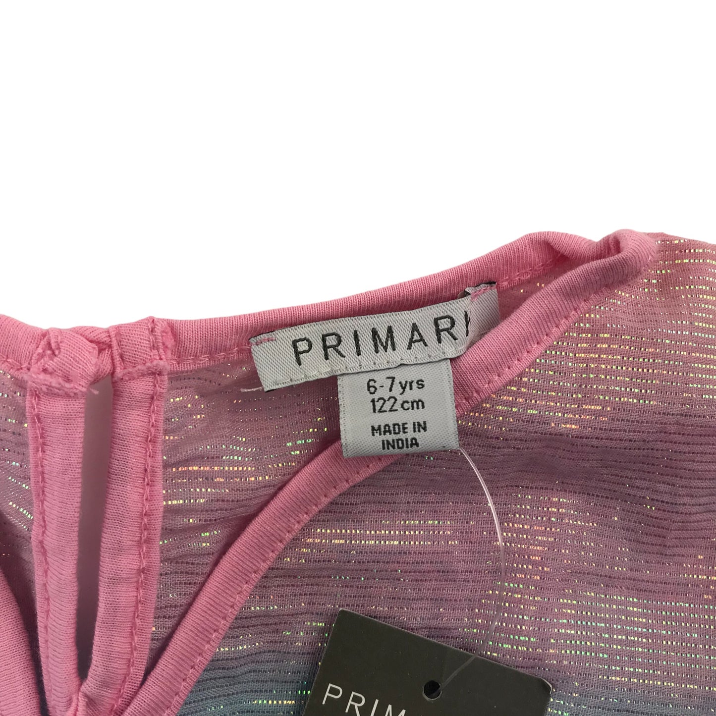 Primark kaftan 6-7 years pastel pink and blue summery blouse with metallic shine