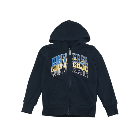 Converse Hoodie Age 5 Navy Full Zipper Print Logo