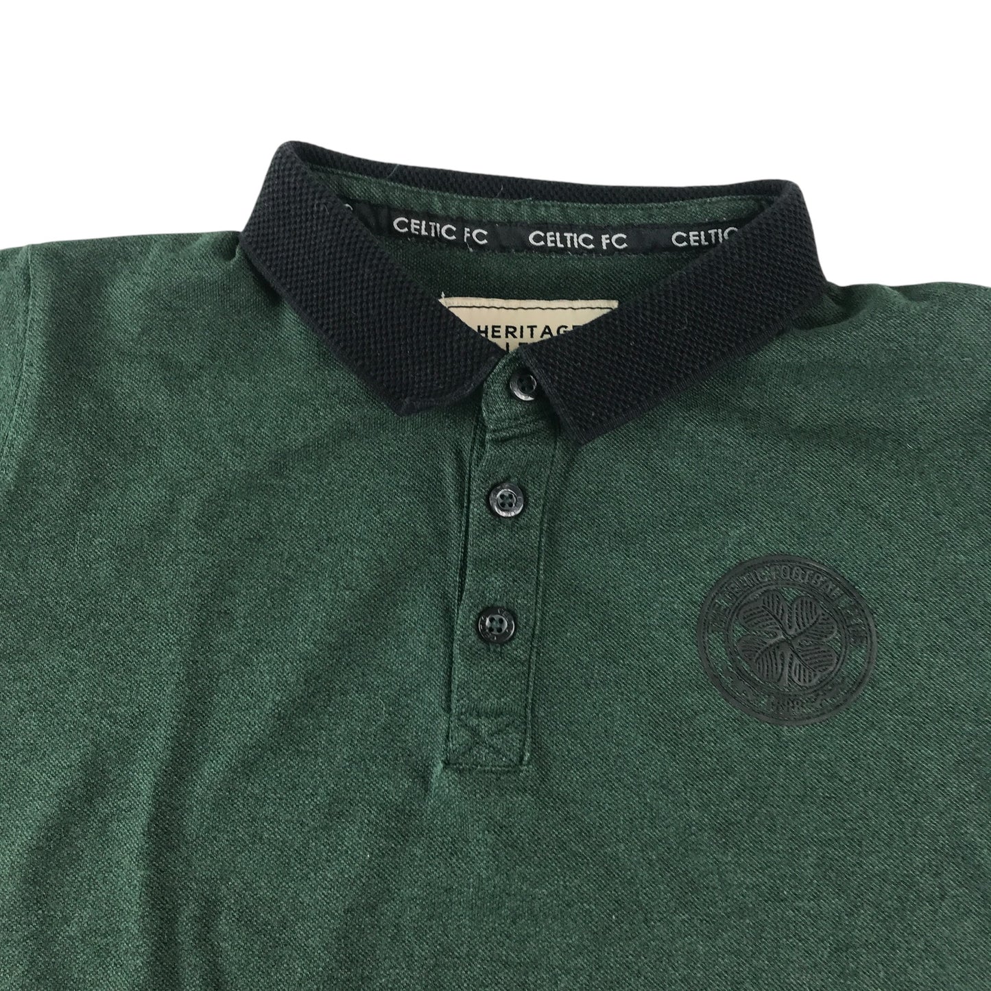 Heritage Collection polo shirt 10-11 years khaki green Celtic FC with black collar and logo
