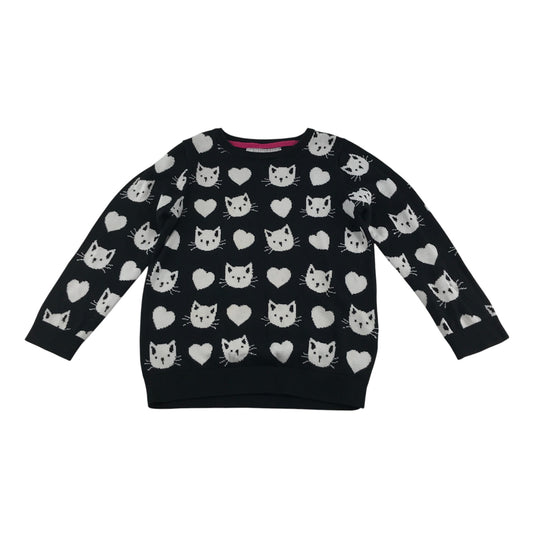 Young Dimension jumper 6-7 years black with white cat graphic print