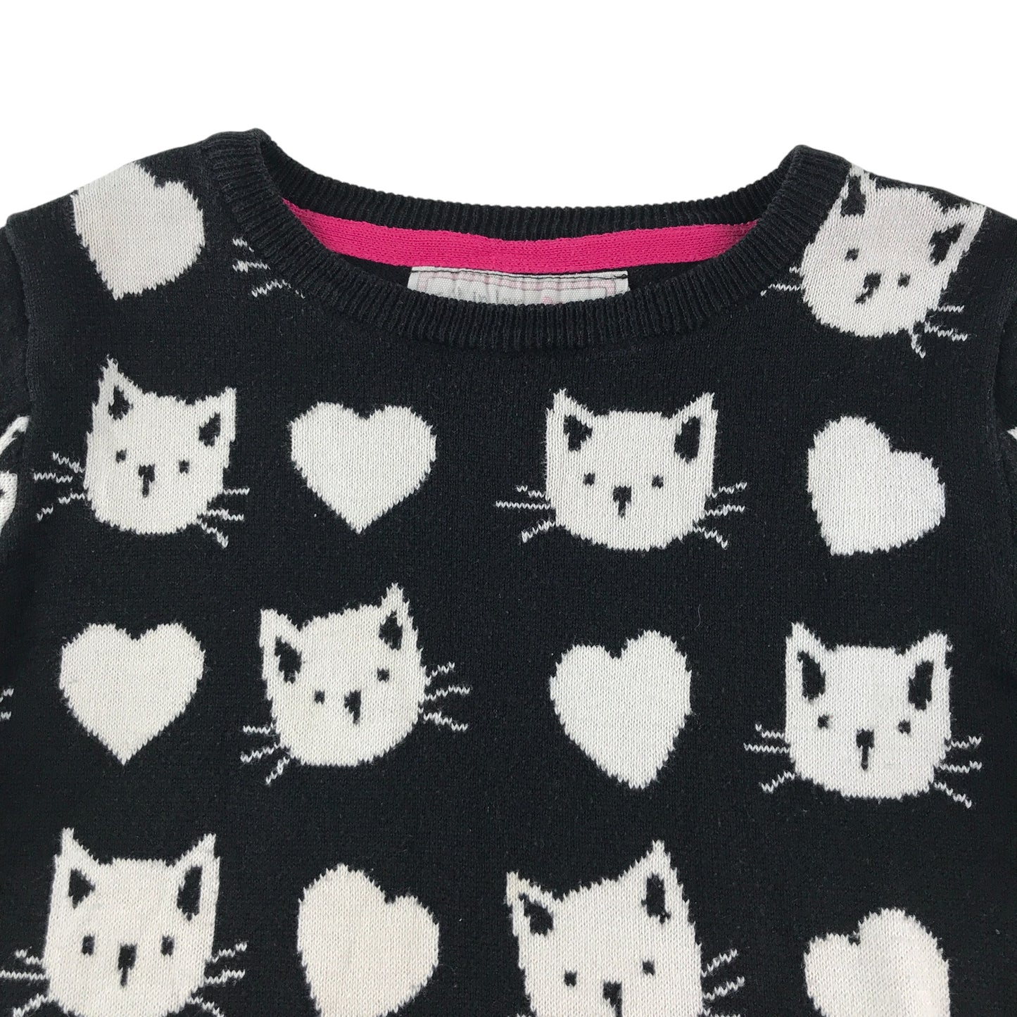 Young Dimension jumper 6-7 years black with white cat graphic print