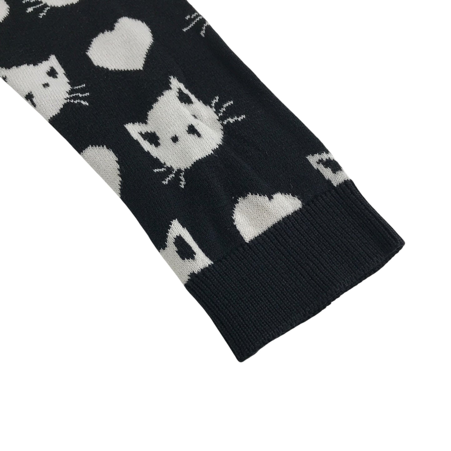 Young Dimension jumper 6-7 years black with white cat graphic print