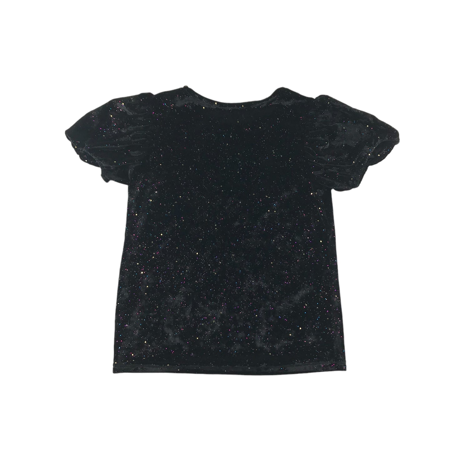 Next blouse 7 years black multicolour sparkly velvet short sleeve top