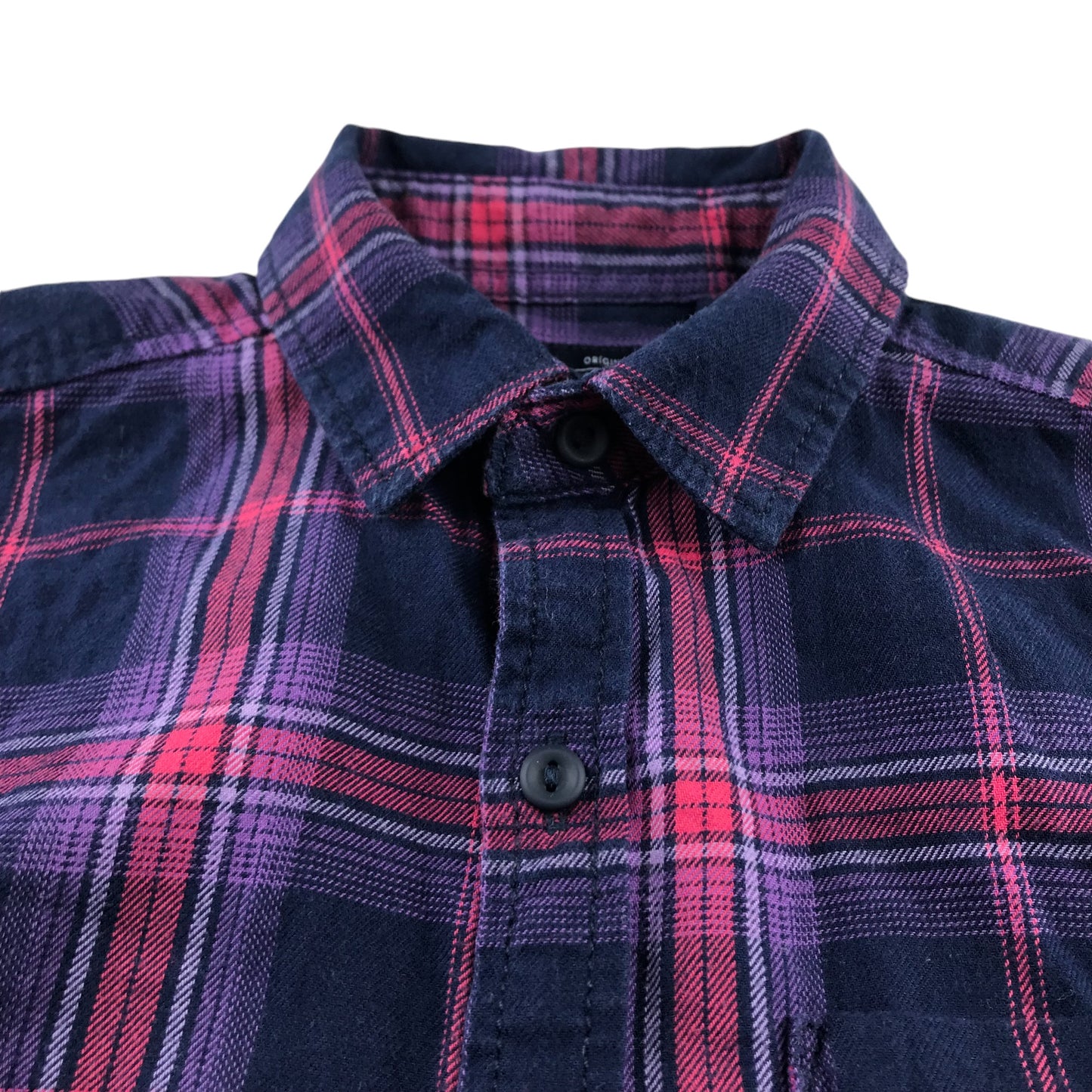 Next Shirt 7-8 Years Navy and Pink Checked Button-Up Cotton