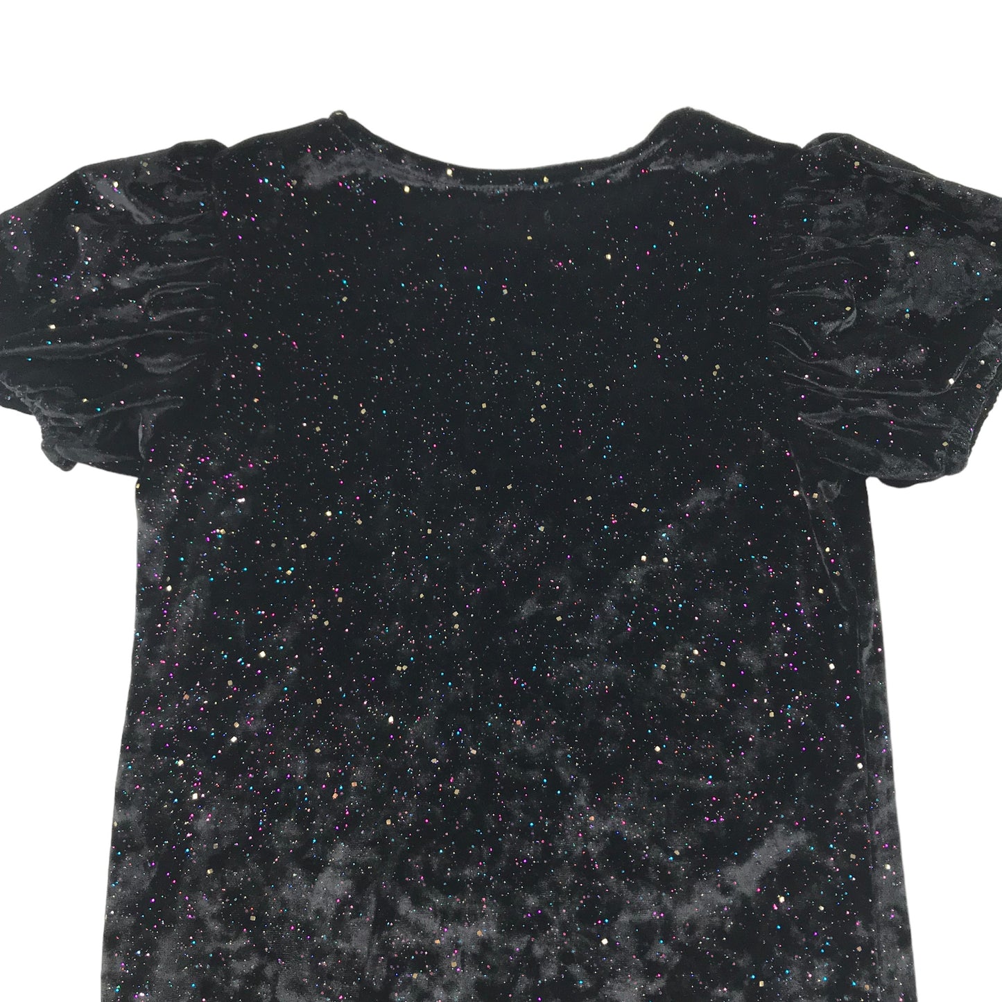 Next blouse 7 years black multicolour sparkly velvet short sleeve top