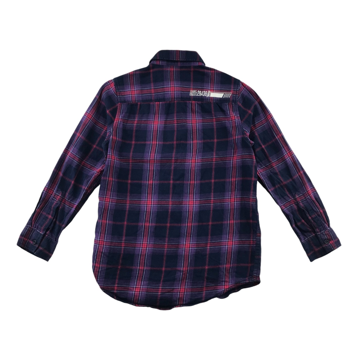 Next Shirt 7-8 Years Navy and Pink Checked Button-Up Cotton