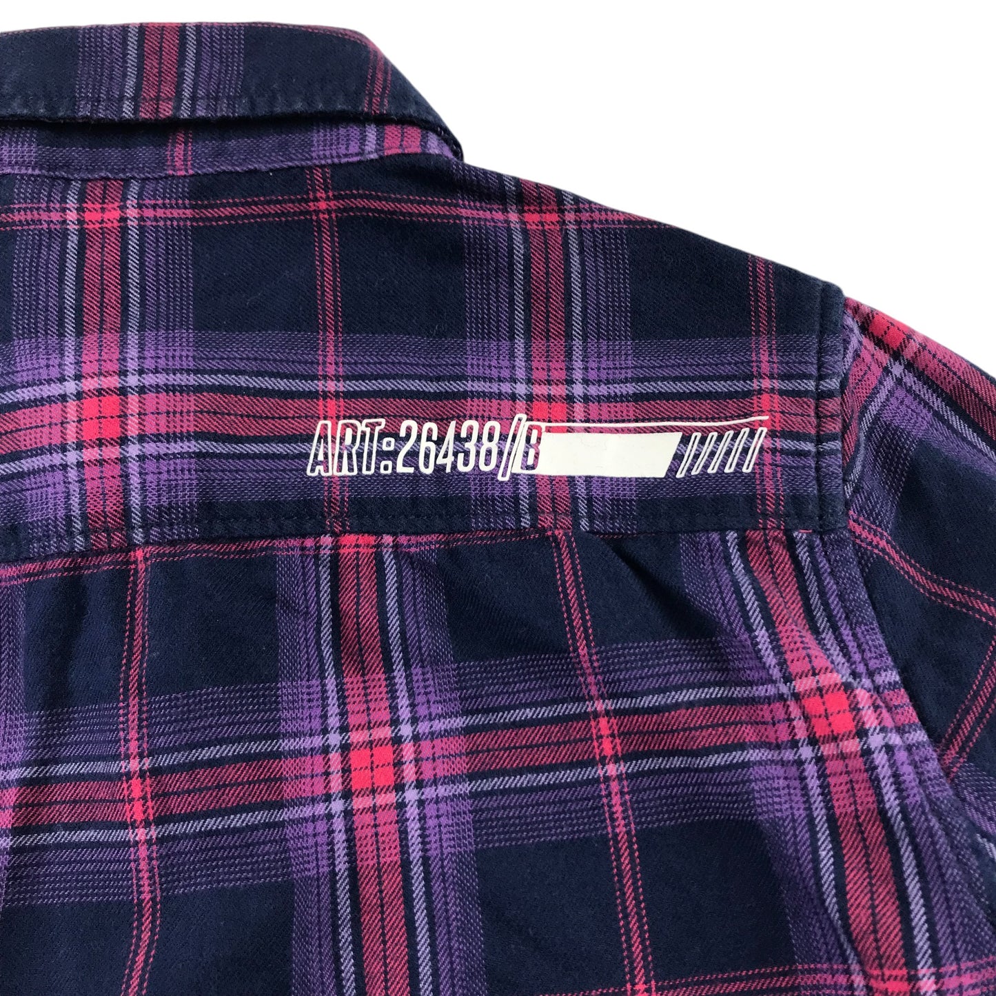 Next Shirt 7-8 Years Navy and Pink Checked Button-Up Cotton