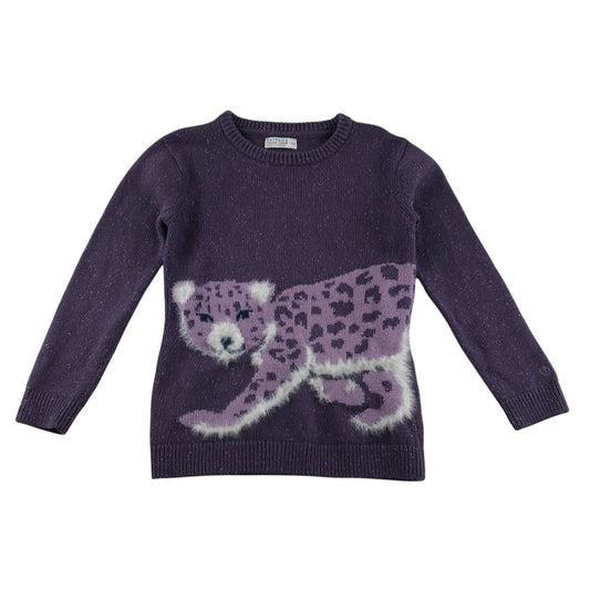 Fatface jumper 7-8 years purple animal graphic wool-mix