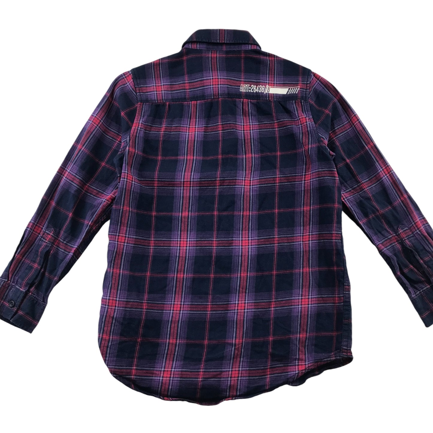 Next Shirt 7-8 Years Navy and Pink Checked Button-Up Cotton