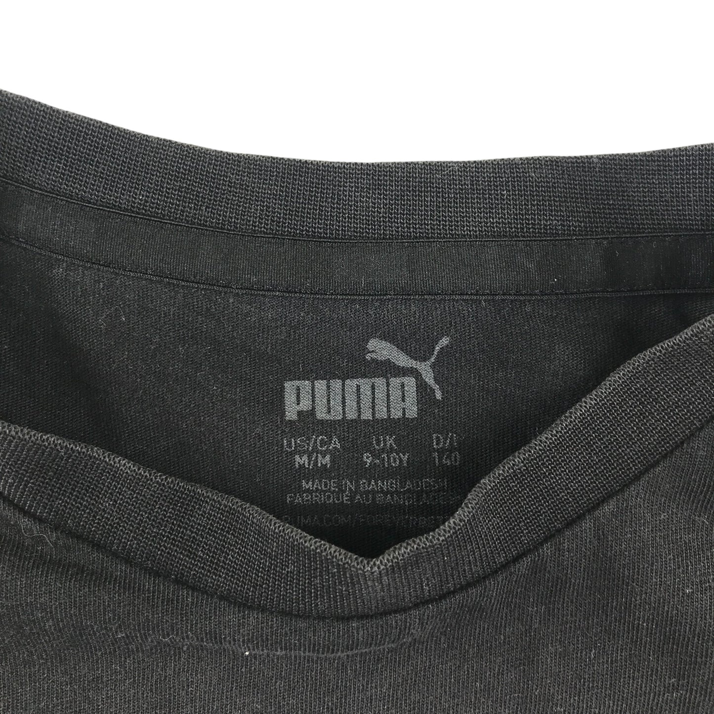 Puma t-shirt 9-10 years black large logo graphic design