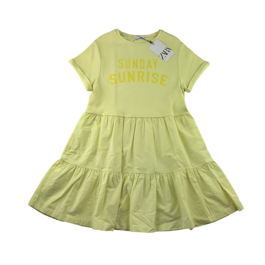 Zara dress 13-14 years yellow Sunday Sunrise print text short sleeve