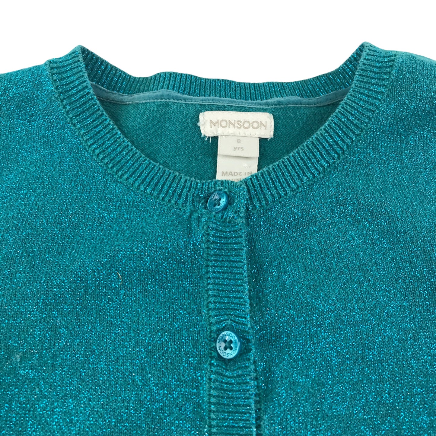 Monsoon cardigan 7-8 years blue sparkly round neckline style