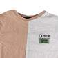 George t-shirt 9-10 years peachy white and lime panelled design cotton