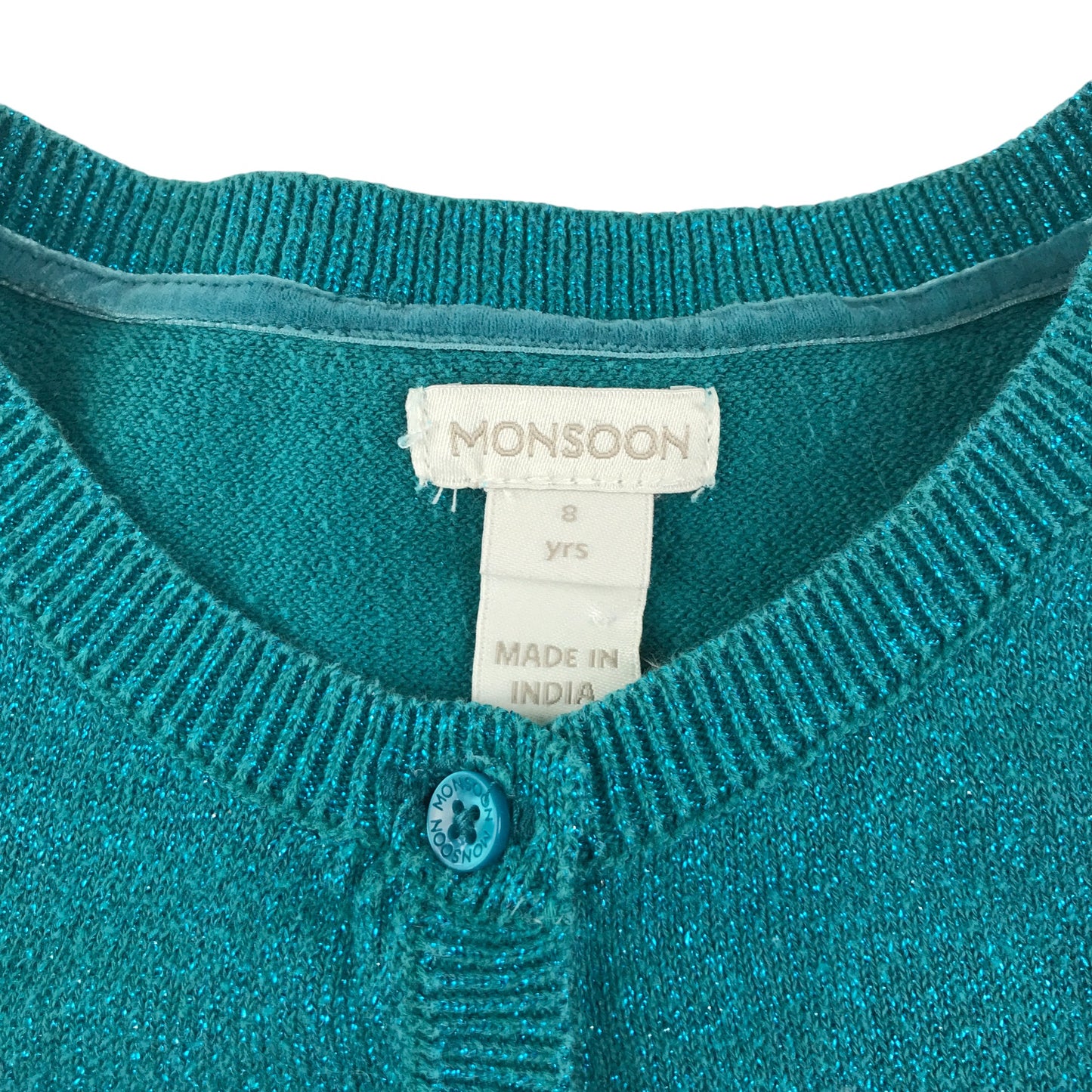Monsoon cardigan 7-8 years blue sparkly round neckline style