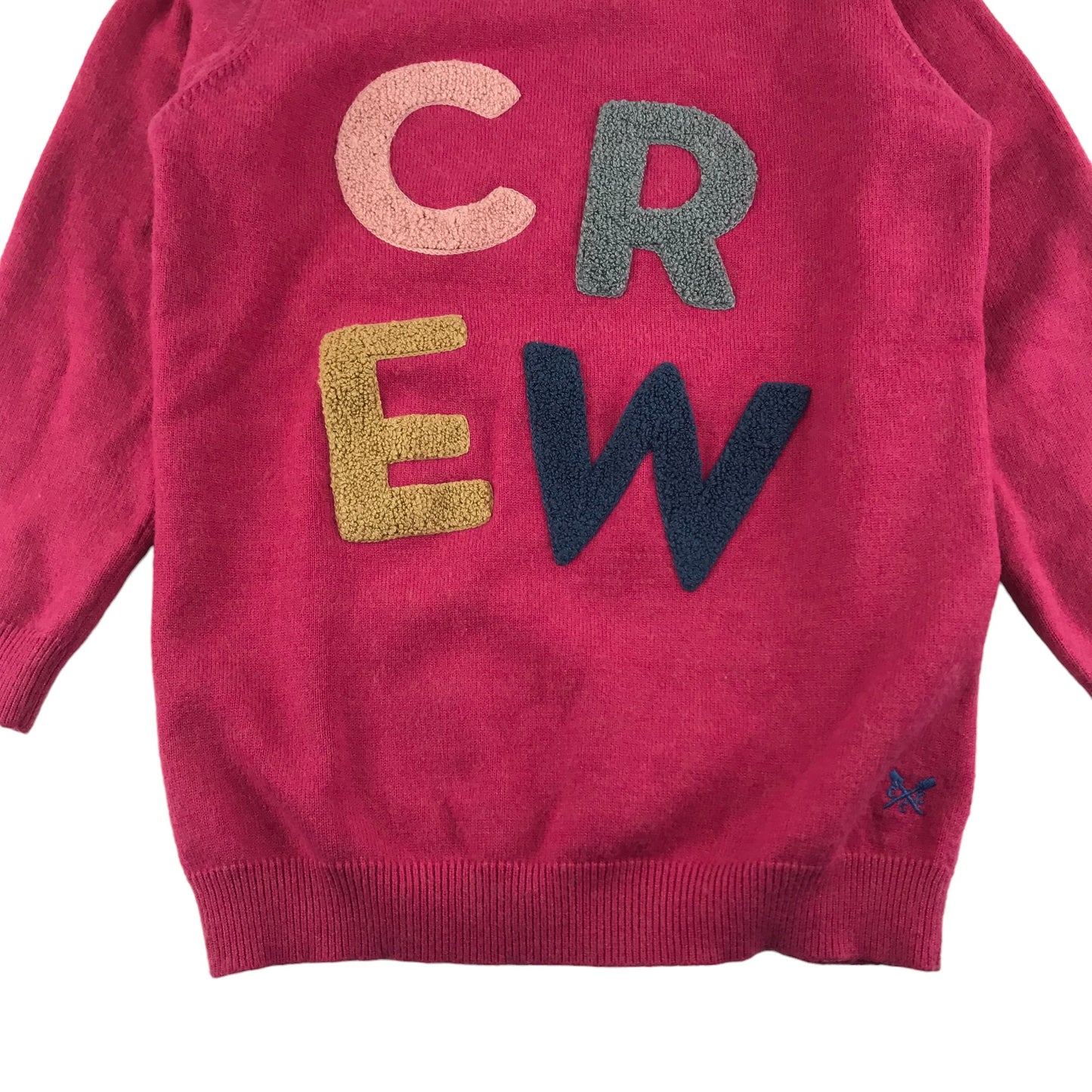 Crew Jumper Age 5 Pink Knitted Multicolour Letters