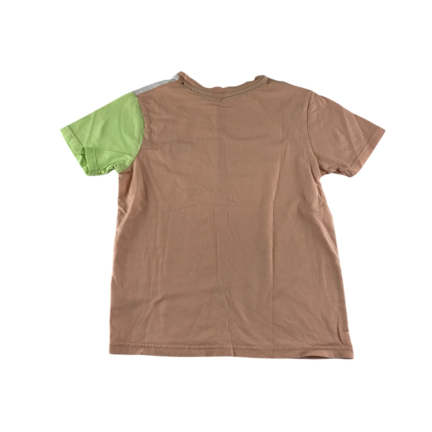 George t-shirt 9-10 years peachy white and lime panelled design cotton