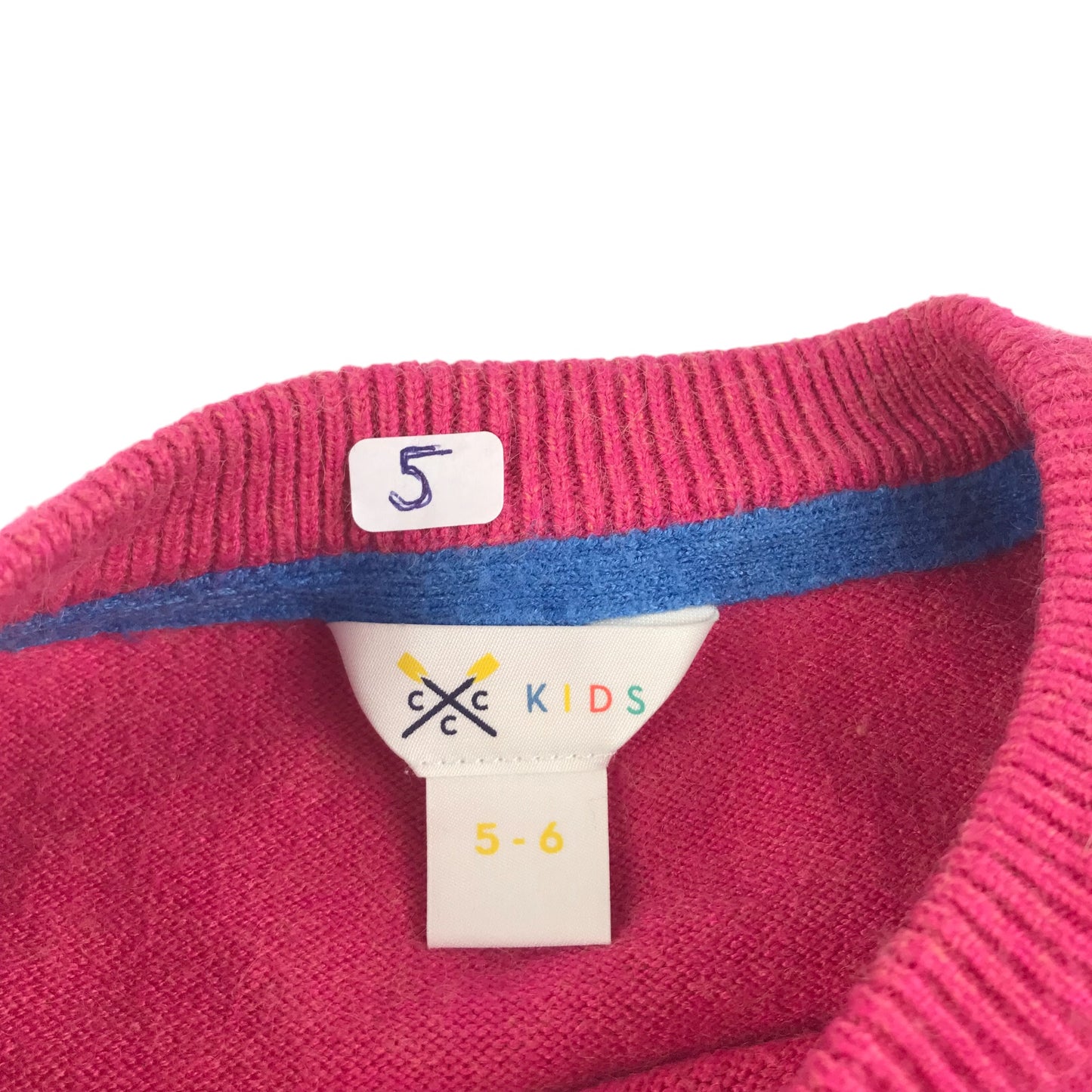 Crew Jumper Age 5 Pink Knitted Multicolour Letters