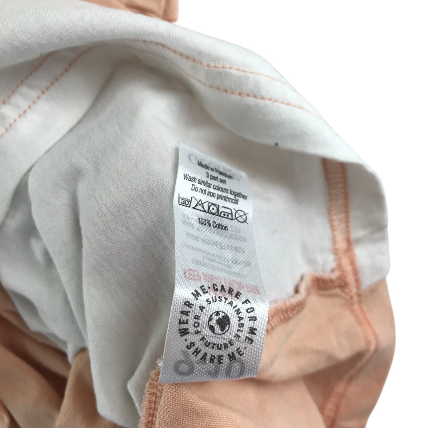 George t-shirt 9-10 years peachy white and lime panelled design cotton