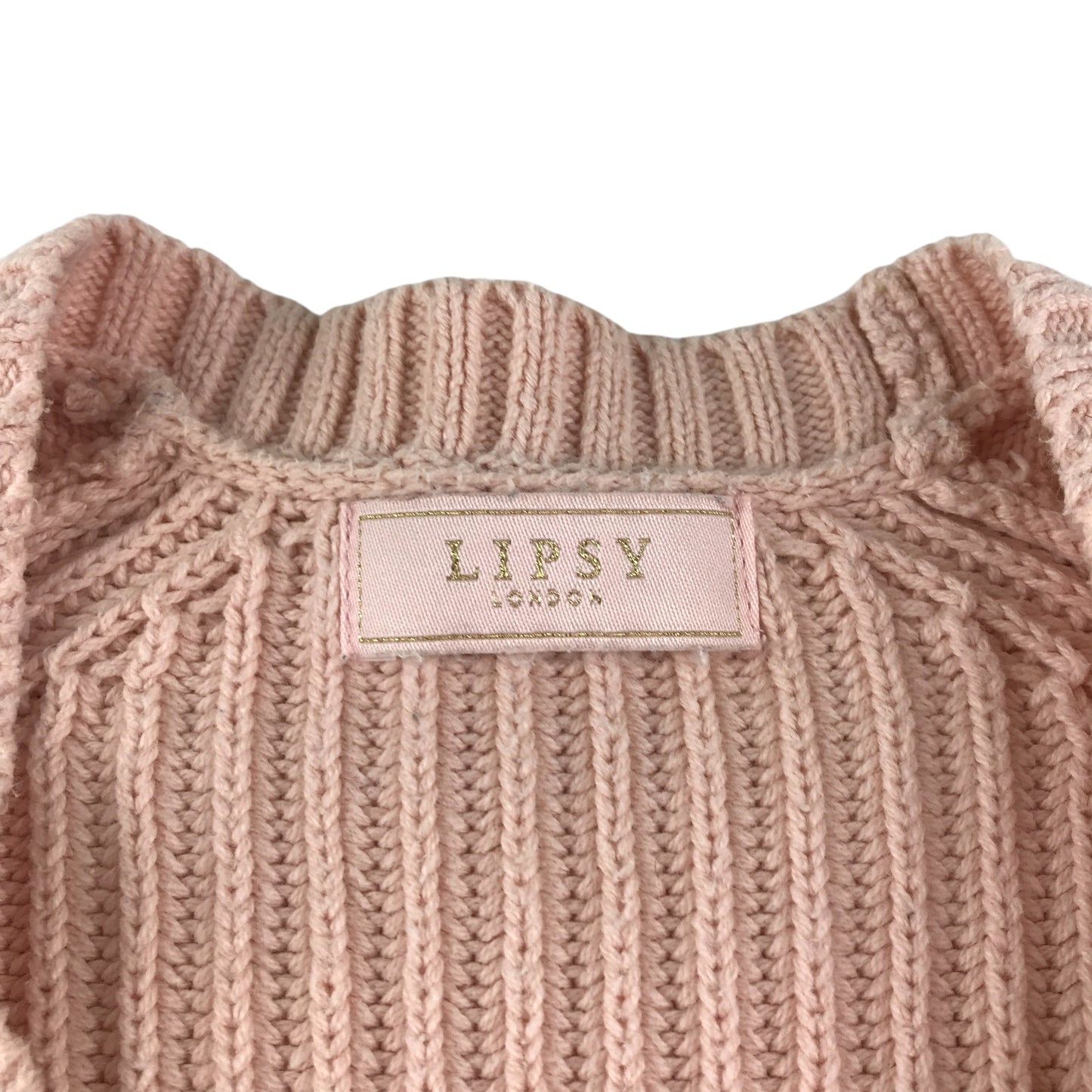 Lipsy London cardigan 7-8 years pink ribbed cable knit arm design