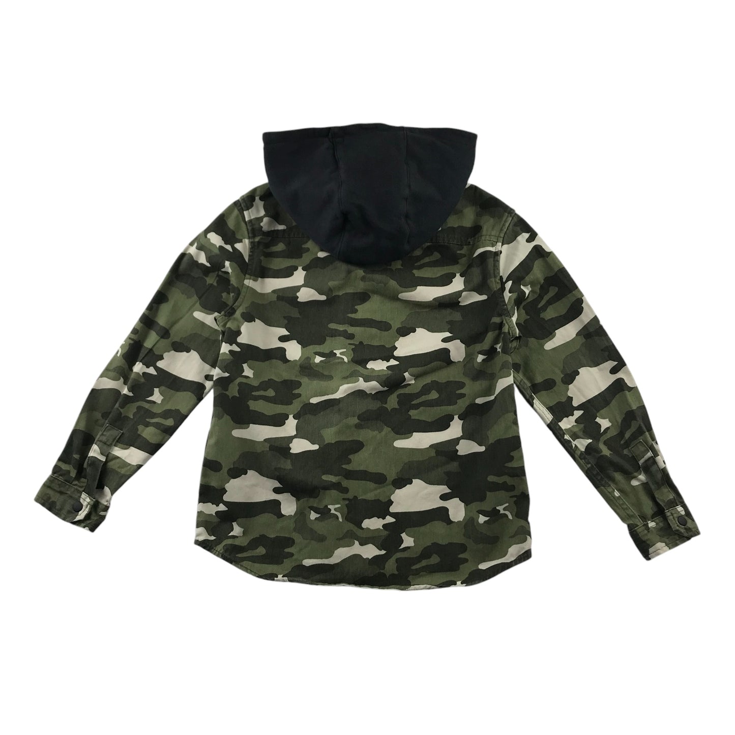 M&S Shirt 8-9 Years Green Camo Design with Black Hood