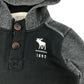 Abercrombie Hoodie Age 7 Black and Grey Panelled Pullover with button up neck