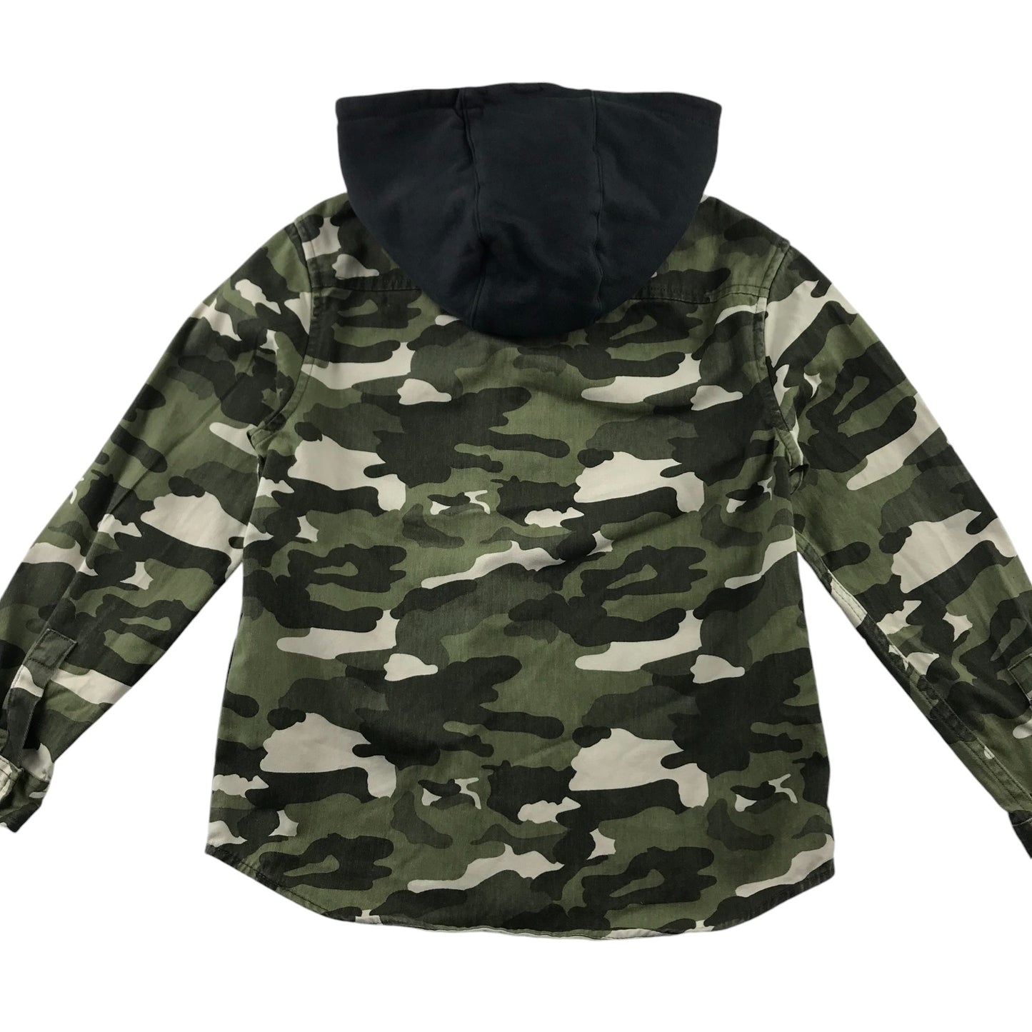 M&S Shirt 8-9 Years Green Camo Design with Black Hood