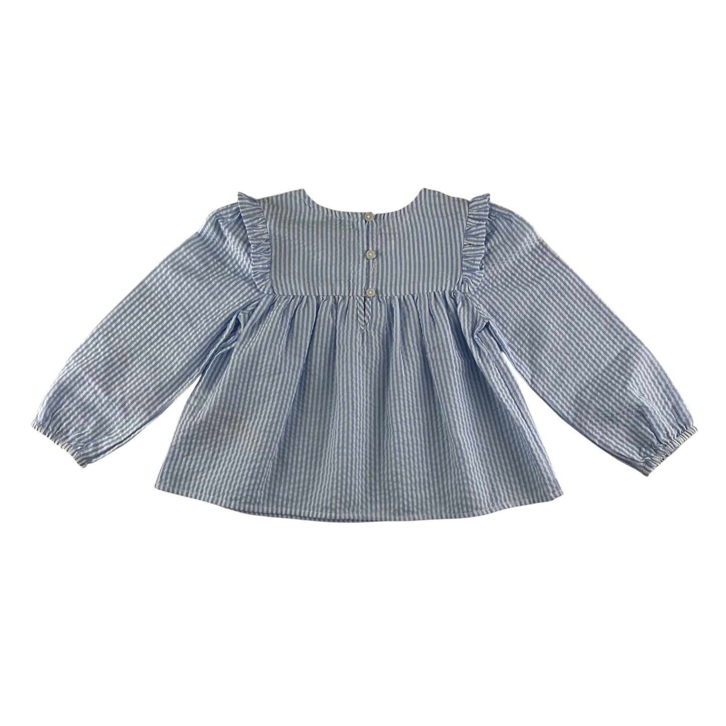 Primark blouse 4-5 years blue and white stripy flared long sleeve