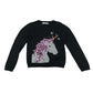 M&S jumper 8-9 years black sequin unicorn graphic design wool-mix