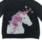 M&S jumper 8-9 years black sequin unicorn graphic design wool-mix