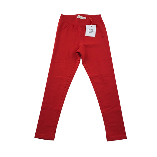 El Corte Ingles leggings 4-5 years red plain with love heart detail