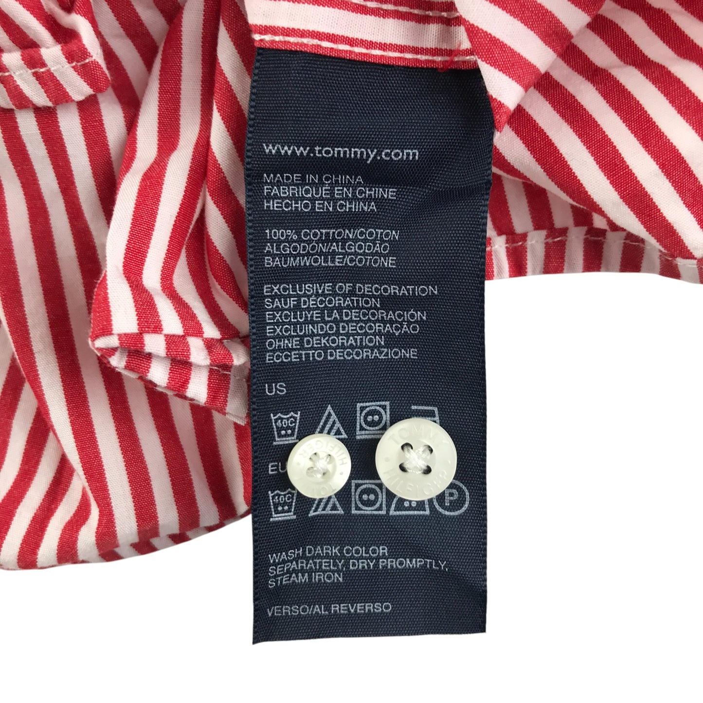 Tommy Hilfiger shirt 4-5 years red and white stripy button up cotton