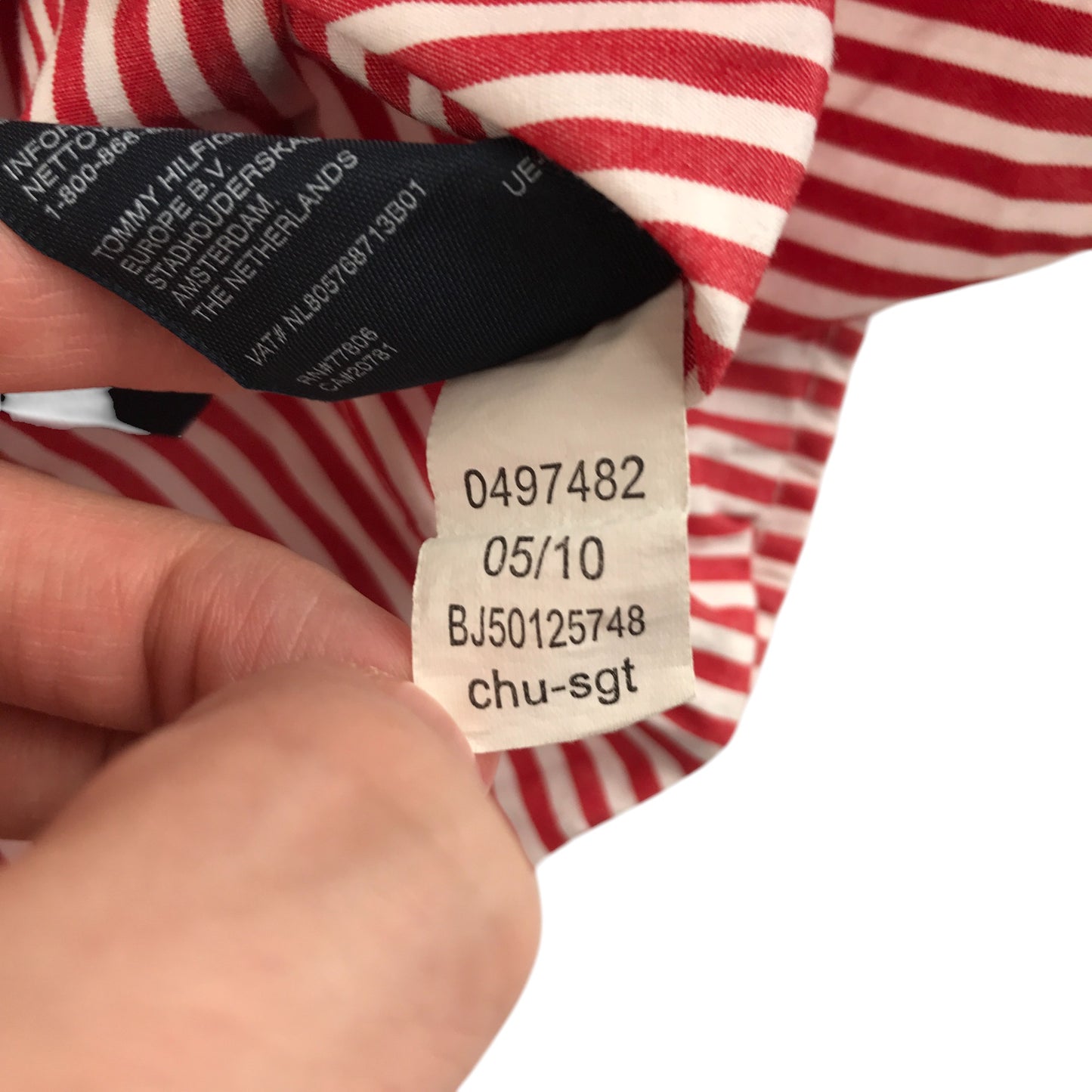Tommy Hilfiger shirt 4-5 years red and white stripy button up cotton