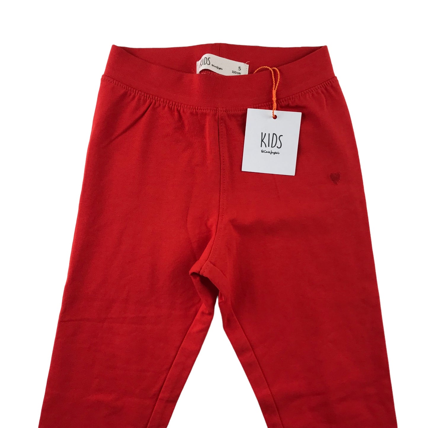 El Corte Ingles leggings 4-5 years red plain with love heart detail