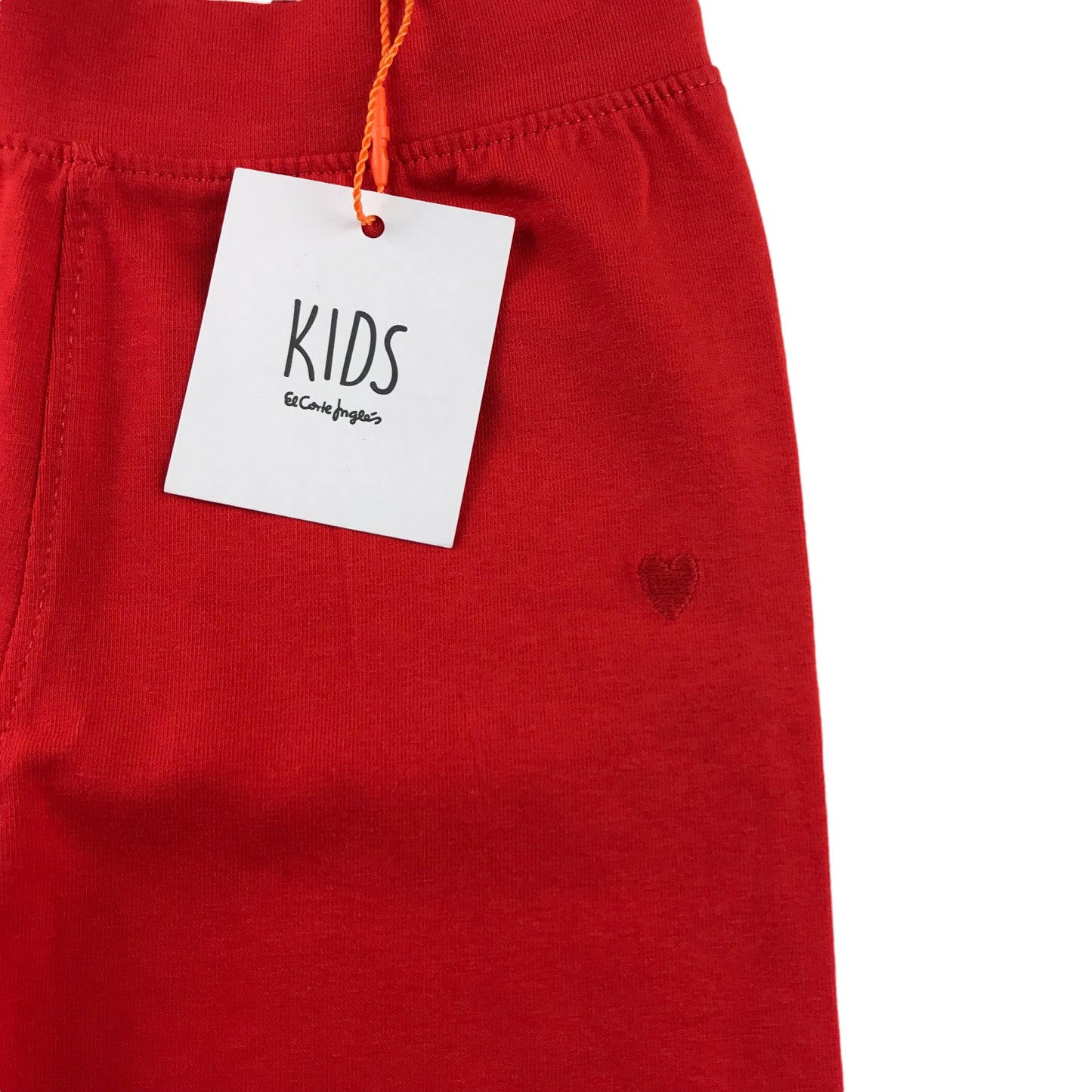 El Corte Ingles leggings 4-5 years red plain with love heart detail