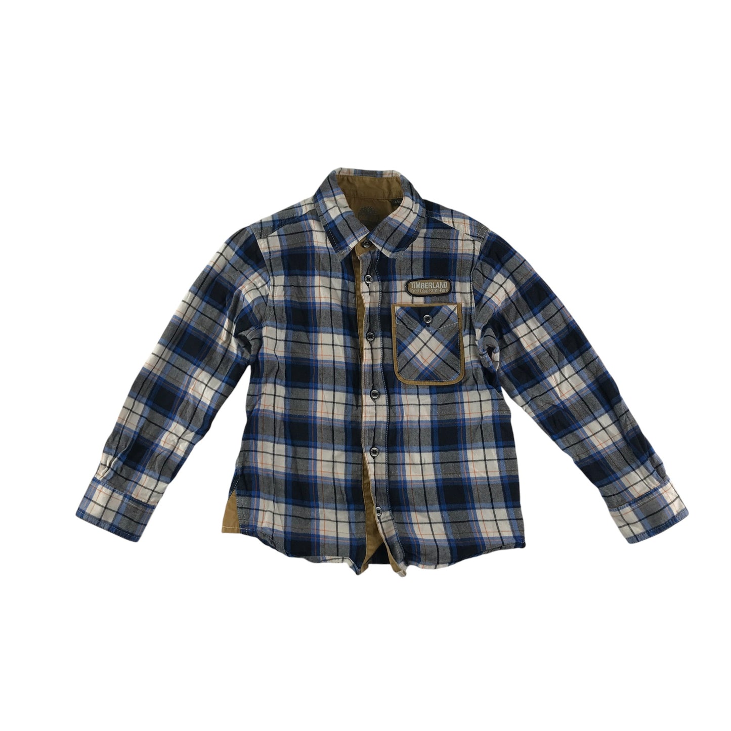 Timberland shirt 5-6 years navy and mustard check pattern cotton