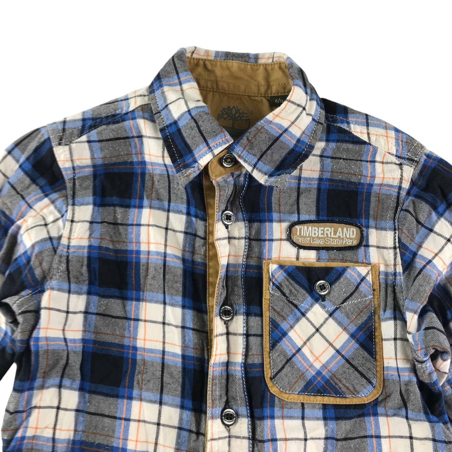 Timberland shirt 5-6 years navy and mustard check pattern cotton