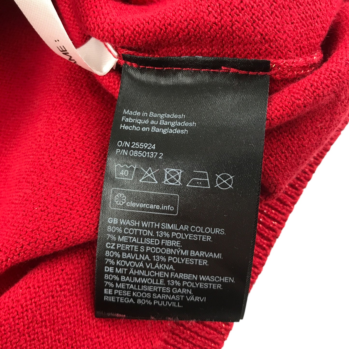 H&M jumper 9-10 years red plain with neckline bowtie knitwear