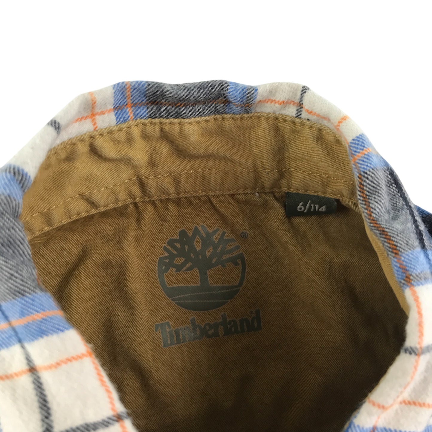 Timberland shirt 5-6 years navy and mustard check pattern cotton