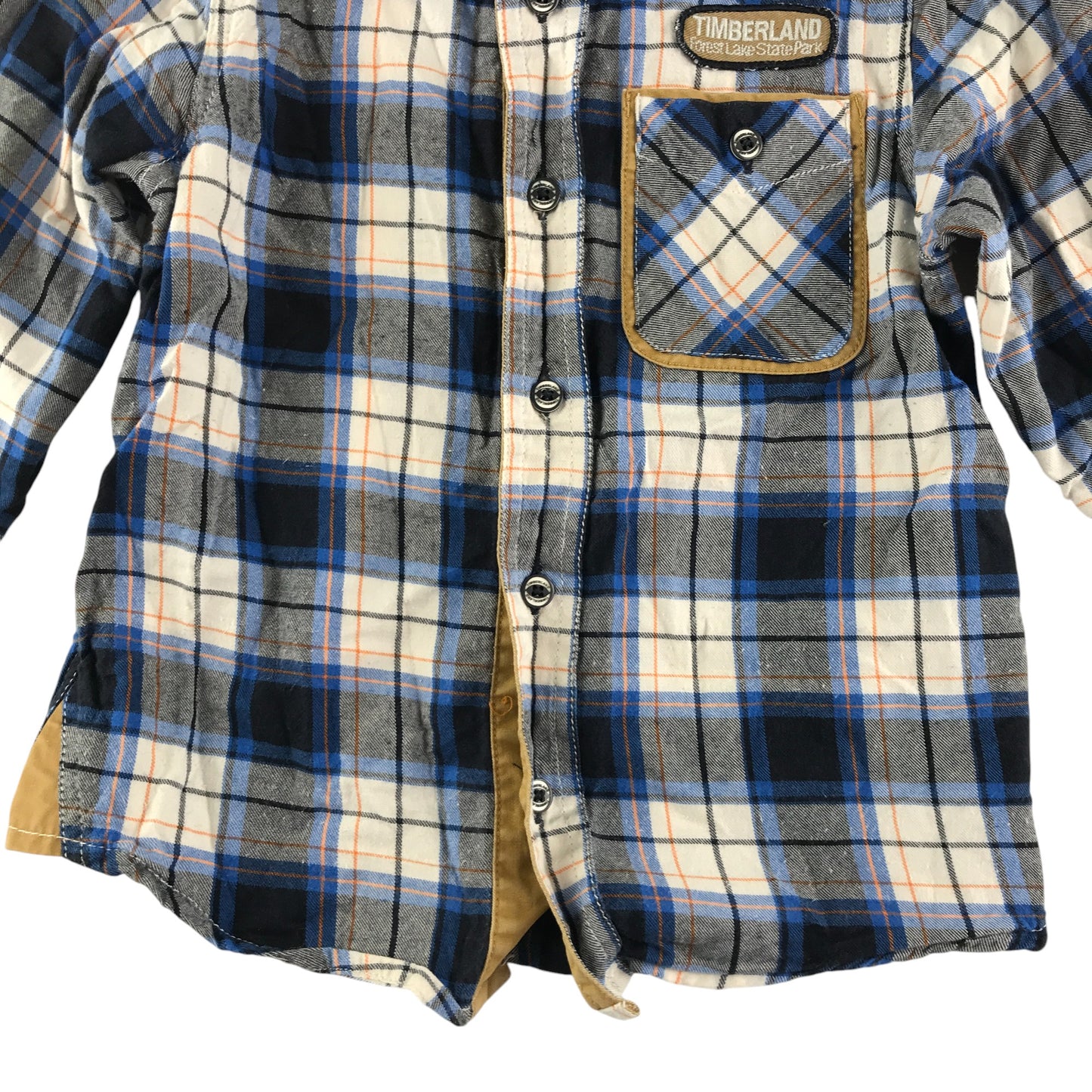 Timberland shirt 5-6 years navy and mustard check pattern cotton