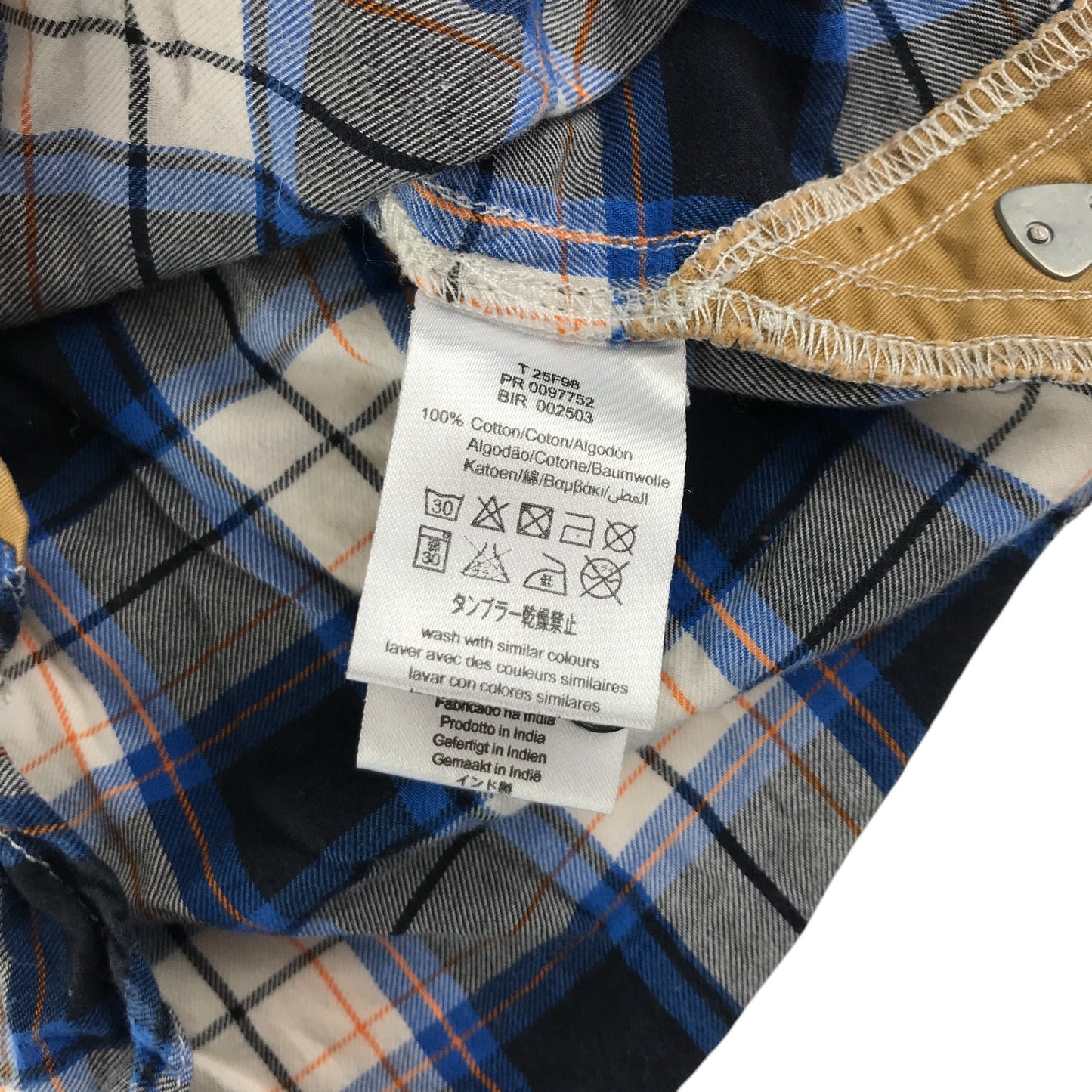Timberland shirt 5-6 years navy and mustard check pattern cotton