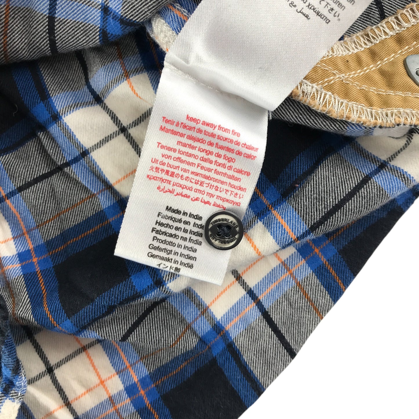 Timberland shirt 5-6 years navy and mustard check pattern cotton