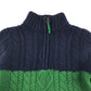 Boden jumper 8-9 years navy green and blue panelled cable knitwear wool-mix