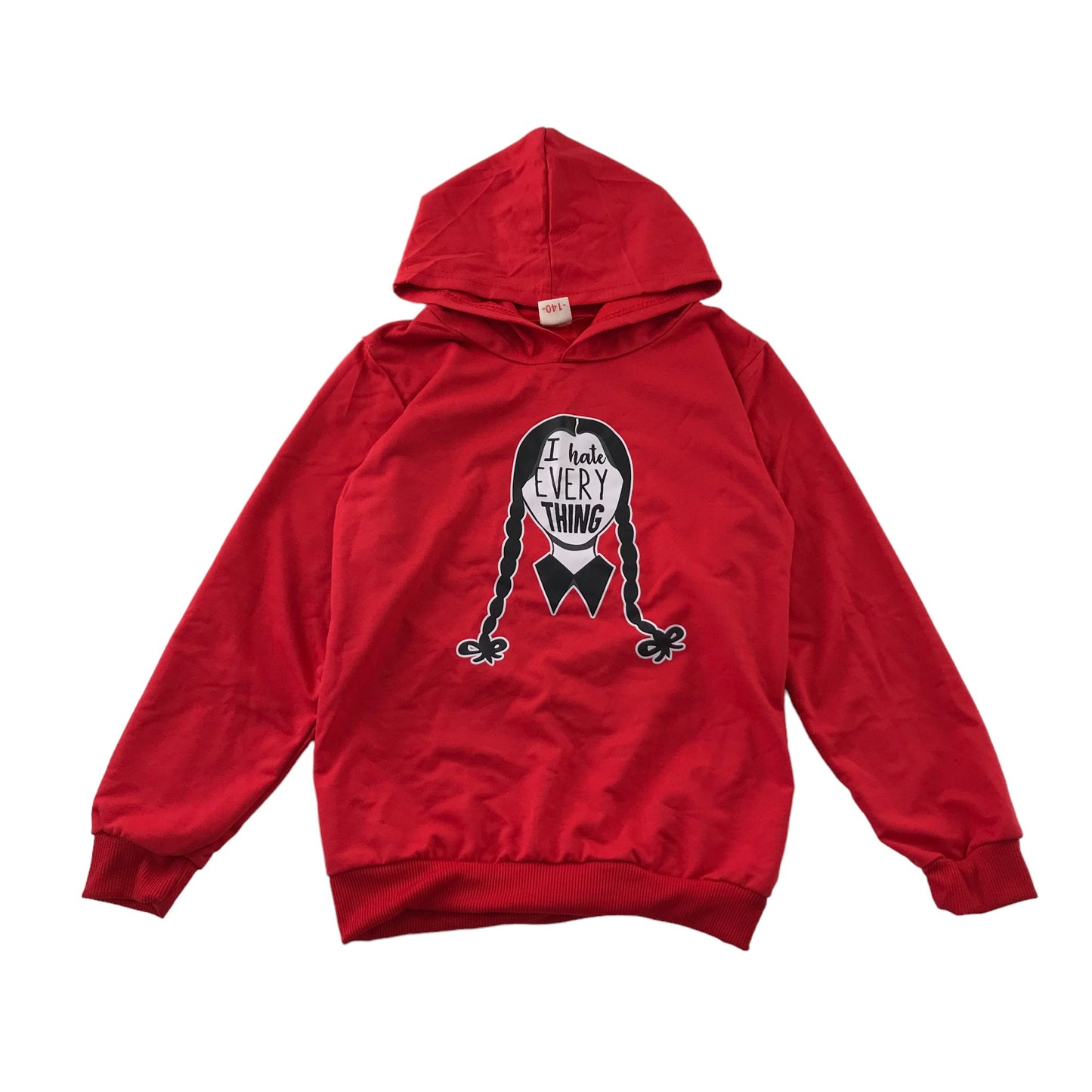 Hoodie and Joggers Set Age 7-9 Black and Red Wednesday Adams Print