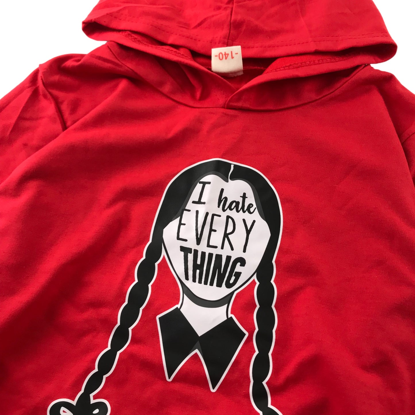 Hoodie and Joggers Set Age 7-9 Black and Red Wednesday Adams Print
