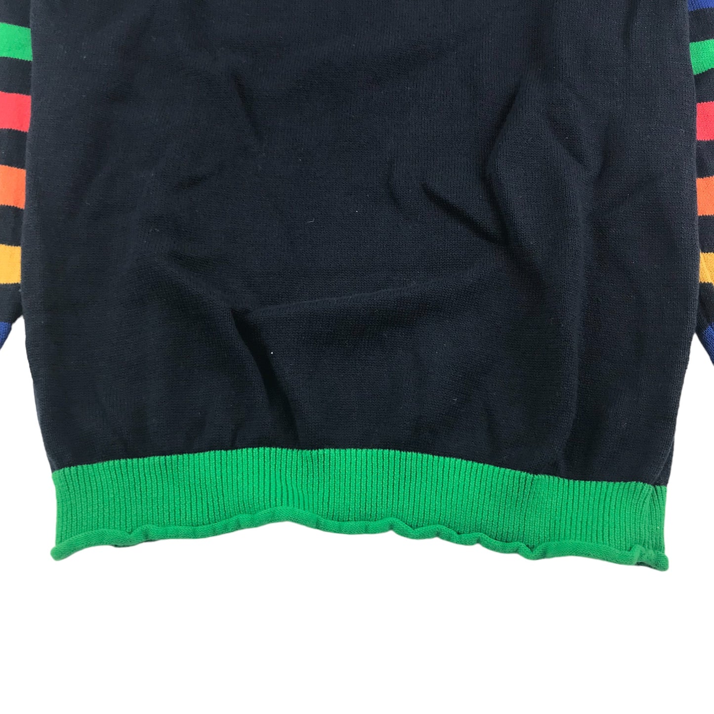 Next Jumper Age 5 Navy Multicolour Stripy Sleeves