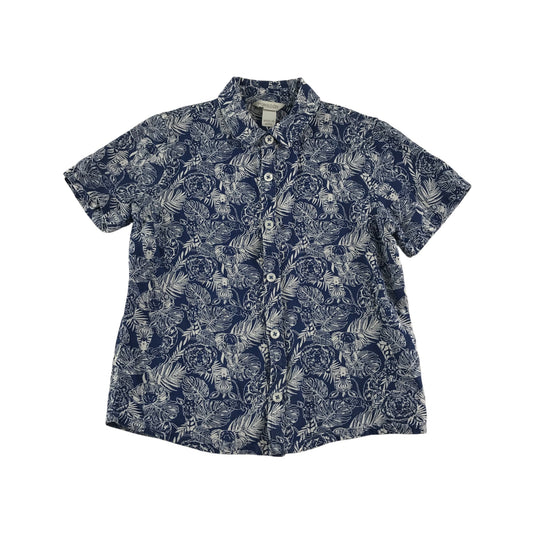 Monsoon shirt 7-8 years navy jungle animals print short sleeve cotton and linen blend