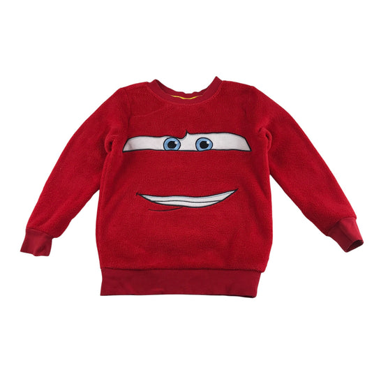 Disney Store sweater 5-6 years red Cars graphic face design fluffy material