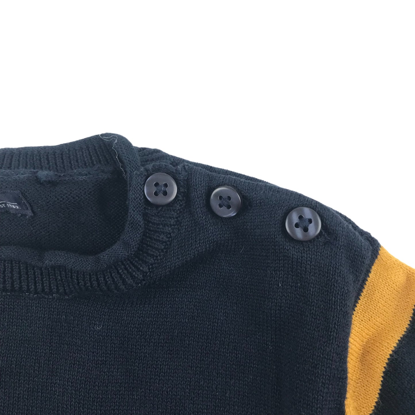 Next Jumper Age 5 Navy Multicolour Stripy Sleeves